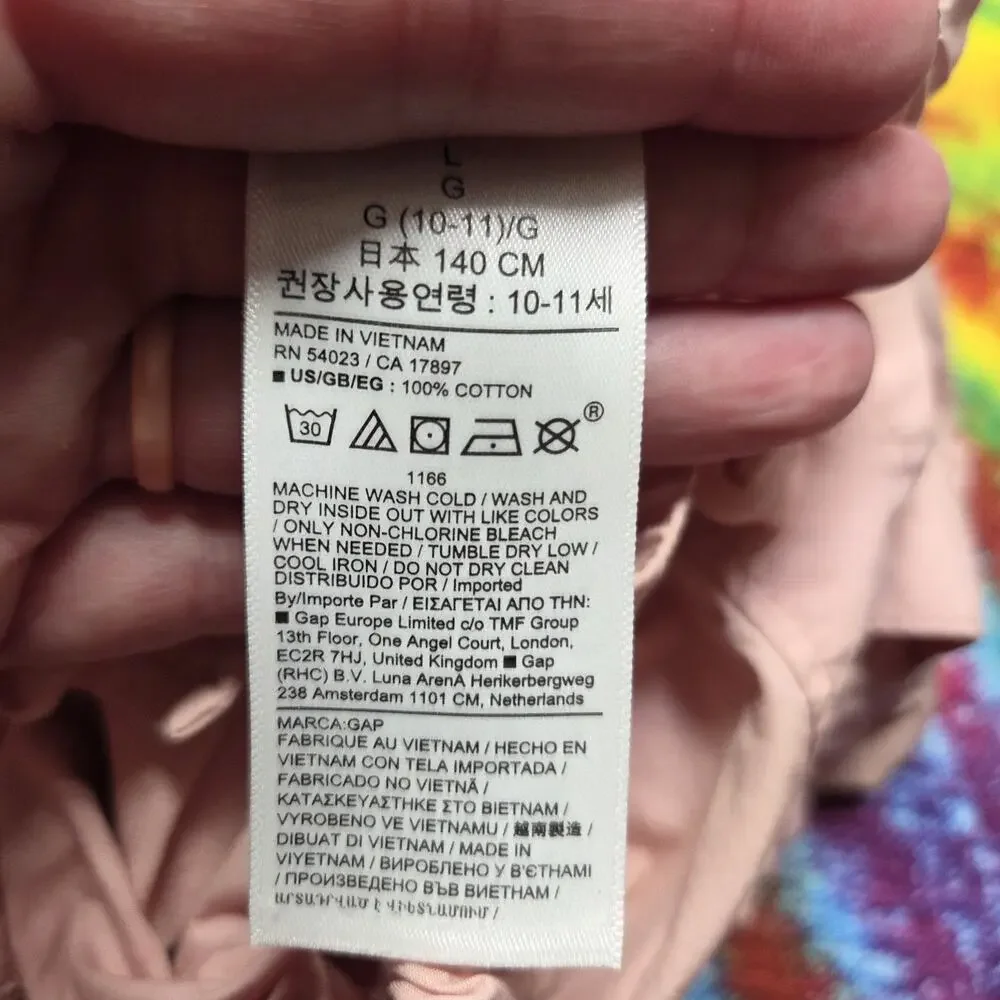 Gap Kids Cargo Pants L 10 Pink Lightweight 100% Cotton Jogger‎ Utility Pockets